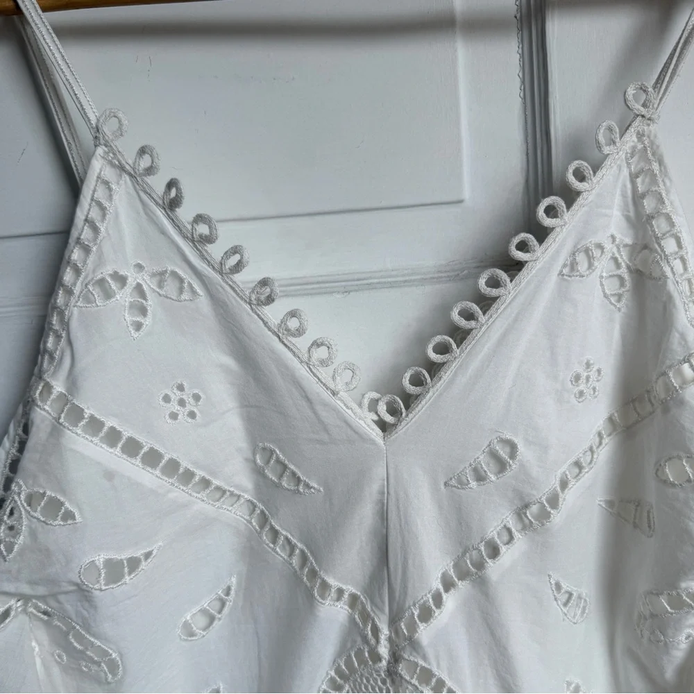 ZARA White Embroidered Lace Maxi Dress NWT Boho Cotton Slip Beach Resort ZW XS - Picture 10 of 14